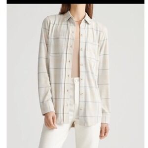 Quince Fleece Button Down Minimalist Cabin Granola Girl Neutral Top S